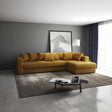 Colțar extensibil dumonde cu ladă de depozitare si sezut confortabil din spuma HR, Gloria Mustar Zoom II 320x183 cm Fabrica