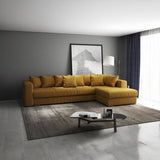 Colțar extensibil dumonde cu ladă de depozitare si sezut confortabil din spuma HR, Gloria Mustar Zoom II 320x183 cm Fabrica
