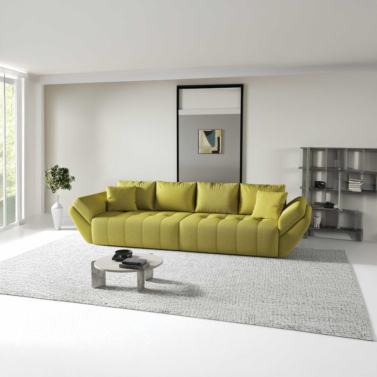 Canapea extensibilă dumonde cu ladă de depozitare si sezut confortabil din spuma HR, Berlin Green 300x100 cm Fabrica