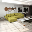 Colțar extensibil dumonde cu ladă de depozitare si sezut confortabil din spuma HR, Berlin XL Enjoy Green 350x185 cm Fabrica