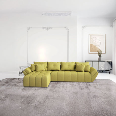 Colțar extensibil dumonde cu ladă de depozitare si sezut confortabil din spuma HR, Berlin XL Enjoy Green 350x185 cm Fabrica