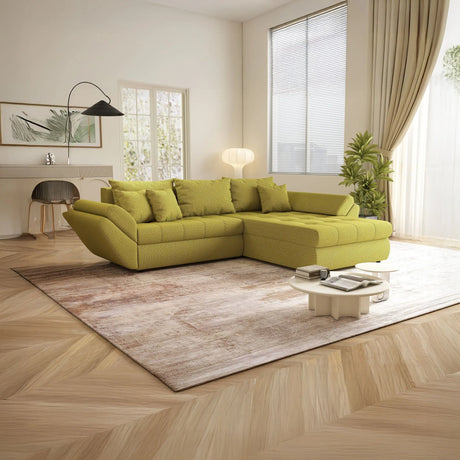 Colțar extensibil dumonde cu ladă de depozitare si sezut confortabil din spuma HR, Loana Green Lux II 270x185 cm Fabrica