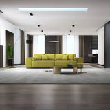 Canapea extensibilă dumonde cu ladă de depozitare si sezut confortabil din spuma HR, Marbela Green Lux XXL 295x100 cm Fabrica