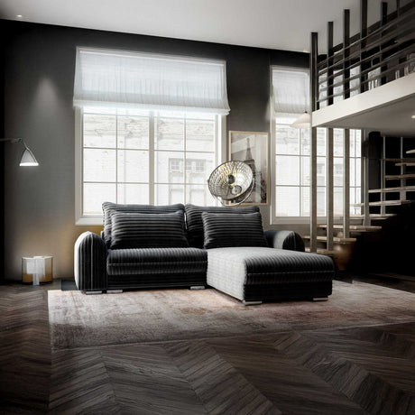 Colțar extensibil dumonde cu ladă de depozitare si sezut confortabil din spuma HR, Denver Ambience Gri 275x185 cm II Fabrica