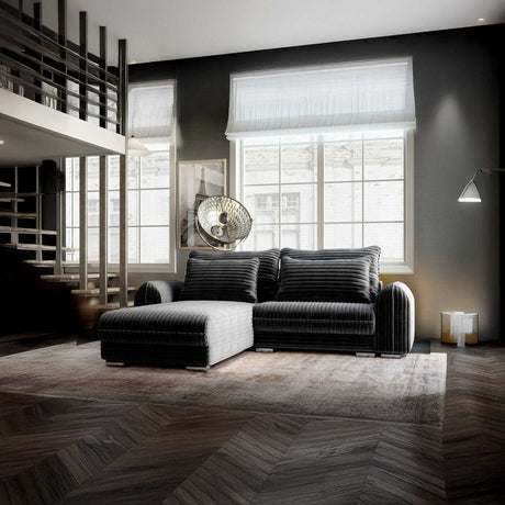 Colțar extensibil dumonde cu ladă de depozitare si sezut confortabil din spuma HR, Denver Ambience Gri 275x185 cm Fabrica