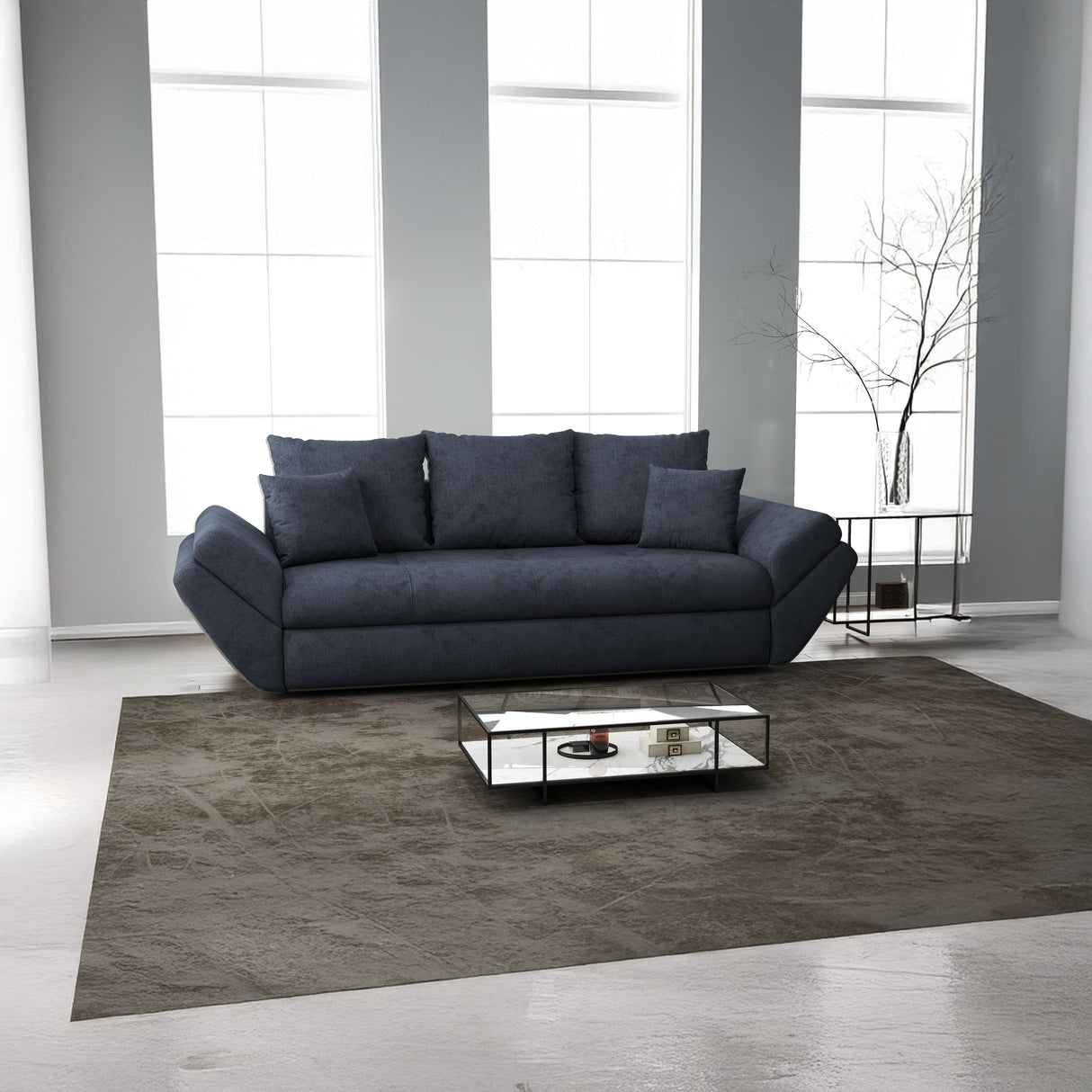Canapea extensibilă dumonde cu ladă de depozitare si sezut confortabil din spuma HR, Loana Antracit 250x100 cm Fabrica