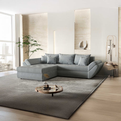 Colțar extensibil dumonde cu ladă de depozitare si sezut confortabil din spuma HR, Loana GREY MInt Zoom 270x185 cm Fabrica