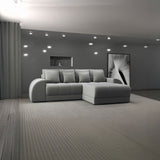Colțar extensibil dumonde cu ladă de depozitare si sezut confortabil din spuma HR, Verona Royal Gri II 290x185 cm Fabrica
