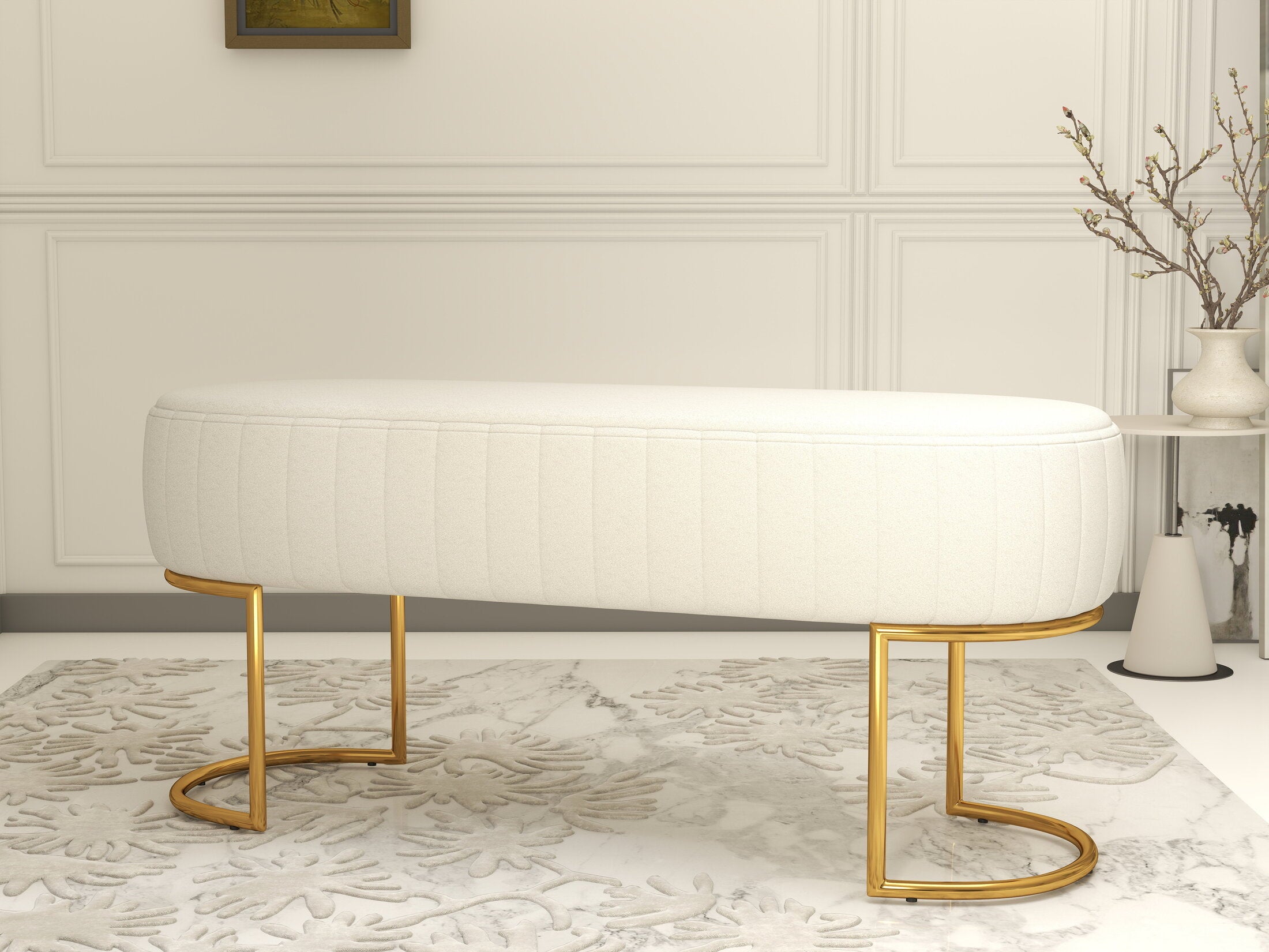 Fotoliu dumonde tapitat Bej modern Aurelio 100x43cm