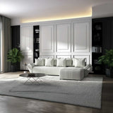 Colțar extensibil dumonde cu ladă de depozitare si sezut confortabil din spuma HR, Berlin XL Ambience Ivory II 350x185 cm Fabrica