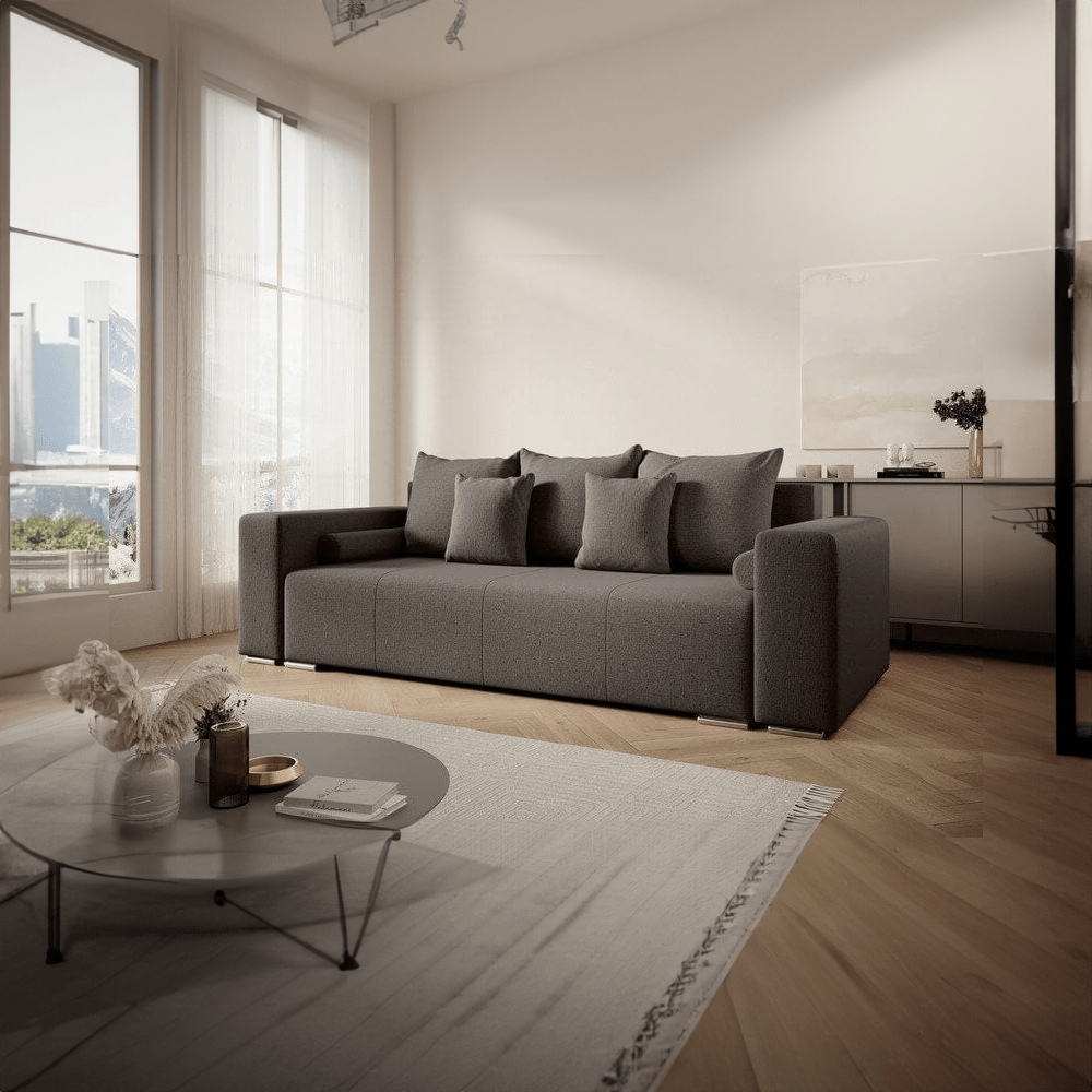 Canapea extensibilă dumonde cu ladă de depozitare si sezut confortabil din spuma HR, Marbela Kaki 245x100 cm Fabrica
