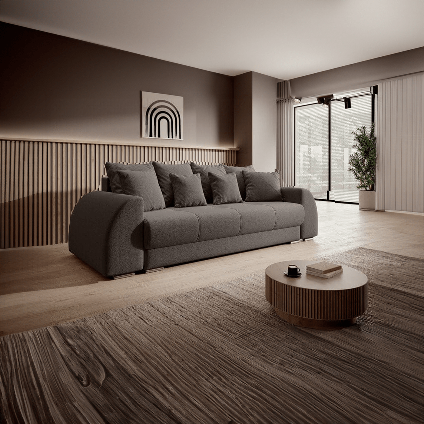 Canapea extensibilă dumonde cu ladă de depozitare si sezut confortabil din spuma HR, Verona Kaki 260x100 cm Fabrica