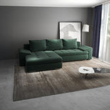 Colțar extensibil dumonde cu ladă de depozitare si sezut confortabil din spuma HR, Leonardo Ambience Verde 255x193 cm