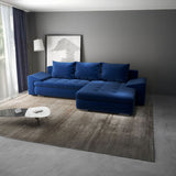 Colțar extensibil dumonde cu ladă de depozitare si sezut confortabil din spuma HR, Leonardo Royal Albastru 255x193 cm II