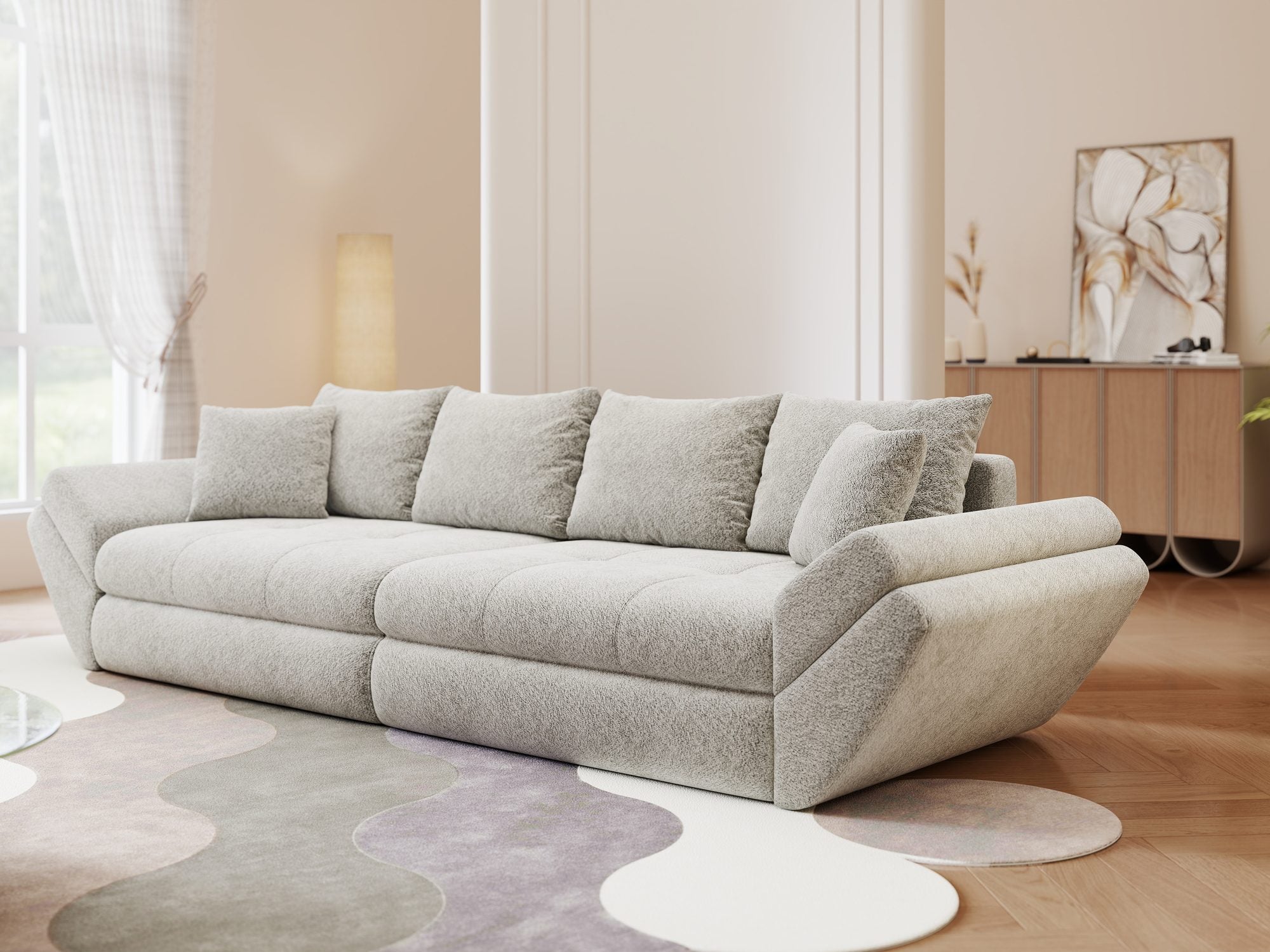 Canapea extensibilă dumonde cu ladă de depozitare Loana Arena Gri 300x100 cm