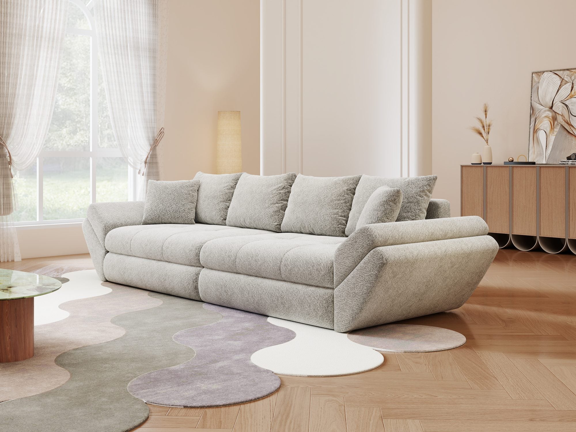 Canapea extensibilă dumonde cu ladă de depozitare Loana Arena Gri 300x100 cm