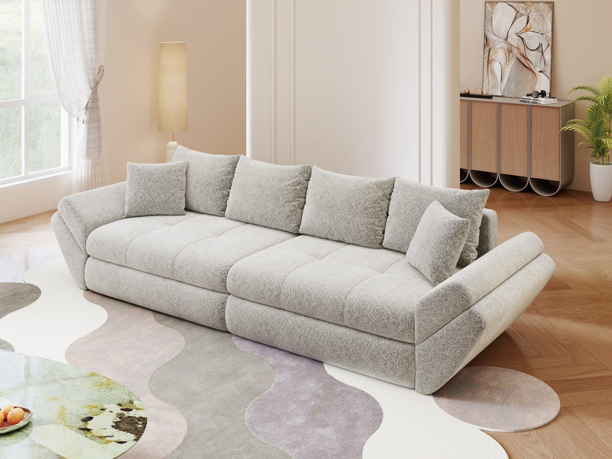 Canapea extensibilă dumonde cu ladă de depozitare Loana Arena Gri 300x100 cm