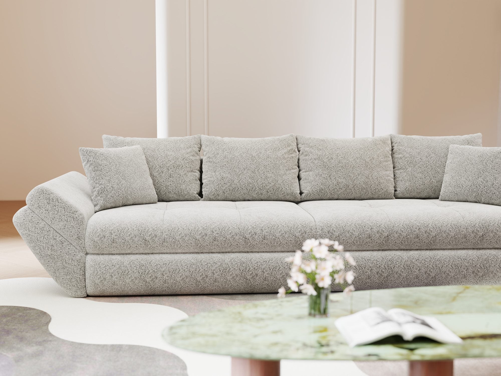 Canapea extensibilă dumonde cu ladă de depozitare Loana Arena Gri 300x100 cm