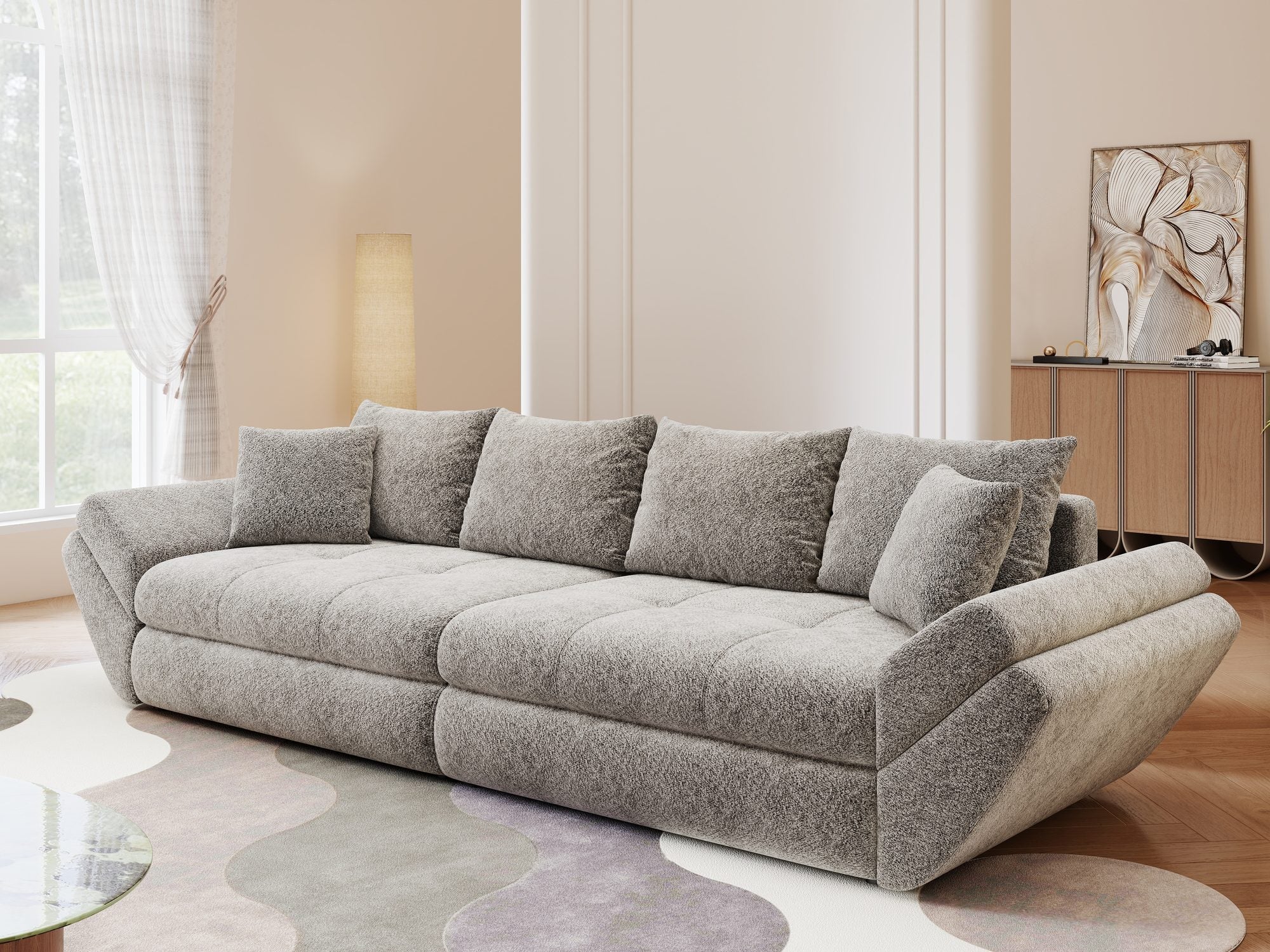 Canapea extensibilă dumonde cu ladă de depozitare Loana Arena Gri grafit 300x100 cm