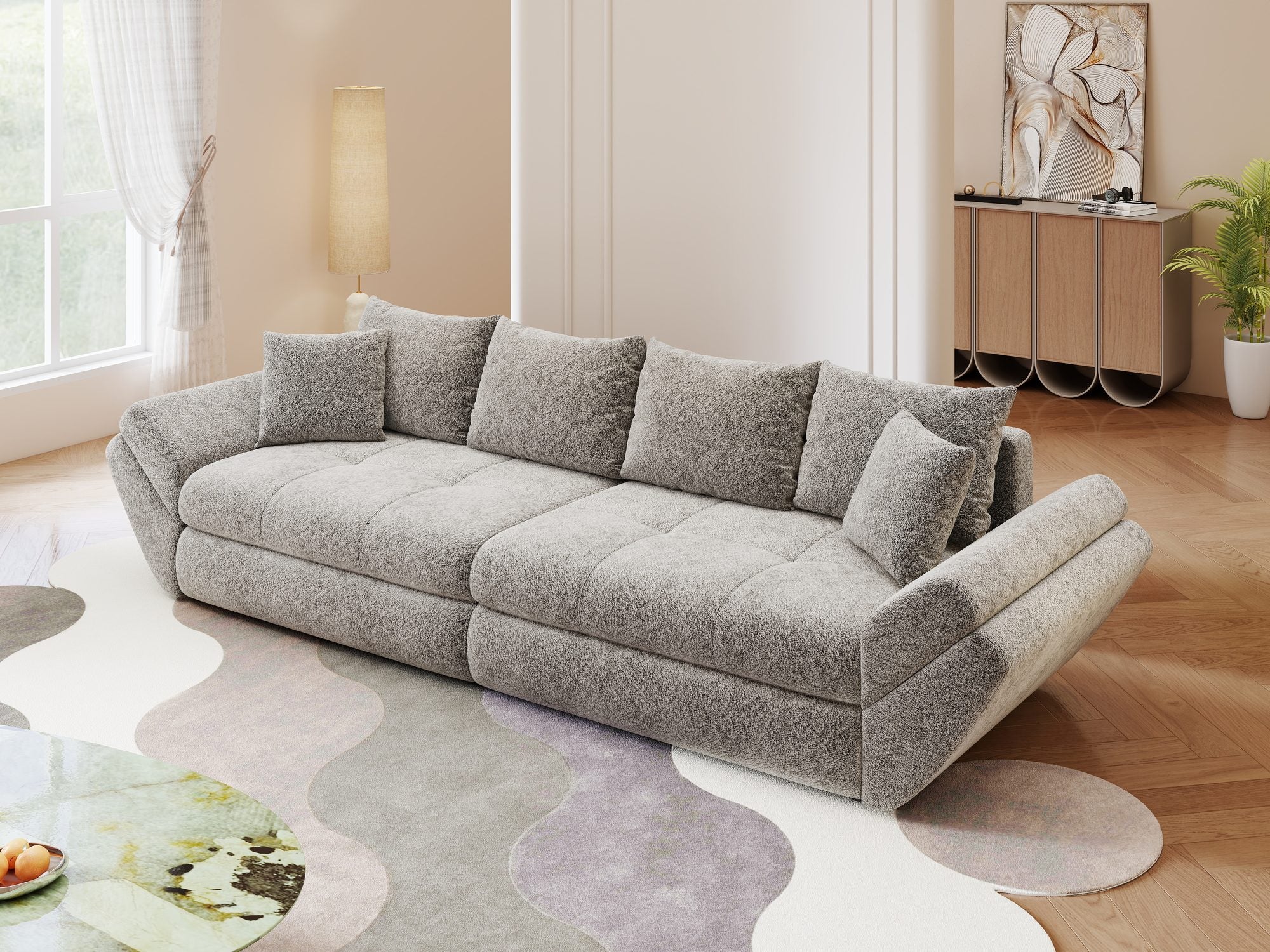 Canapea extensibilă dumonde cu ladă de depozitare Loana Arena Gri grafit 300x100 cm