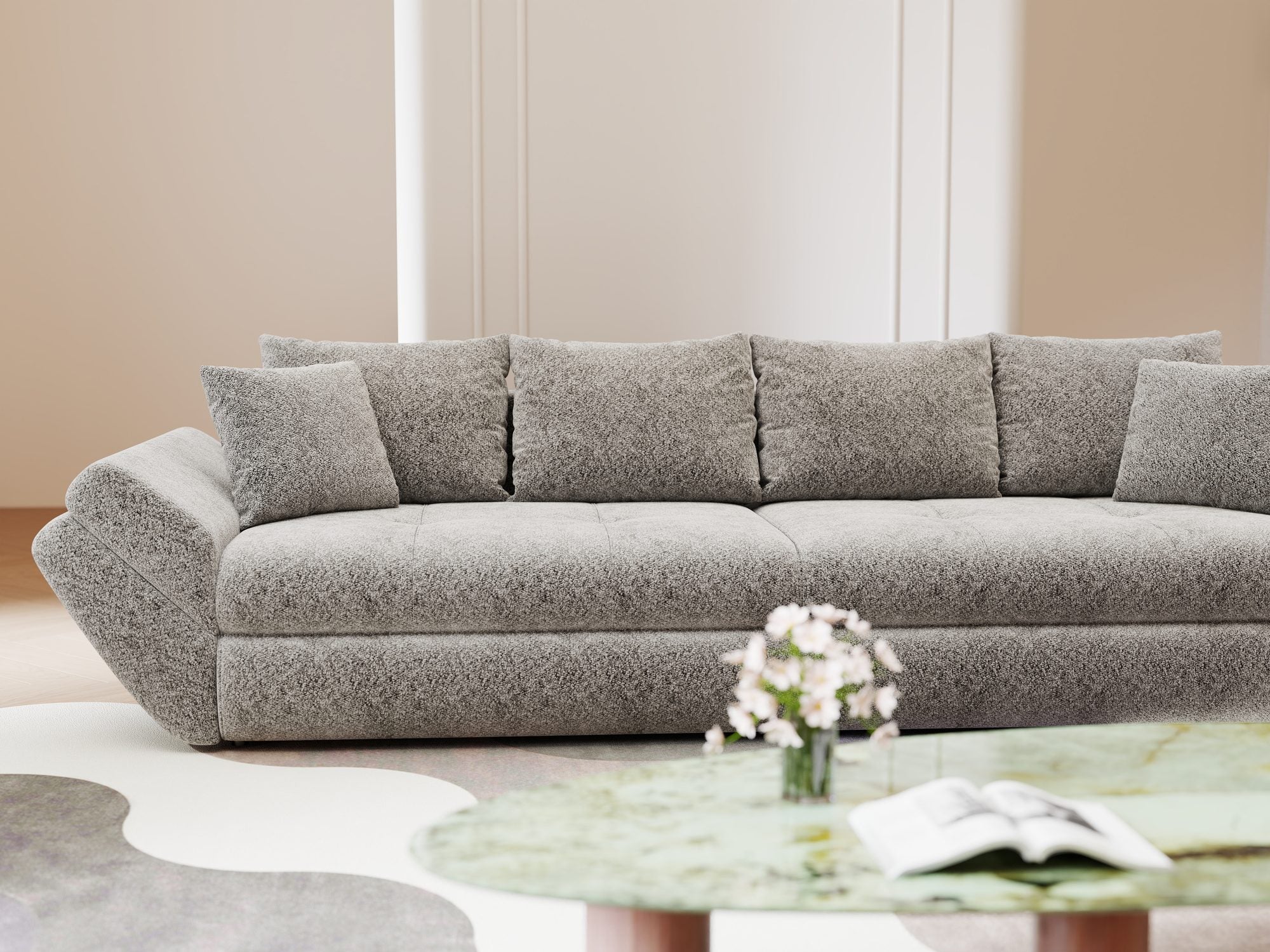 Canapea extensibilă dumonde cu ladă de depozitare Loana Arena Gri grafit 300x100 cm