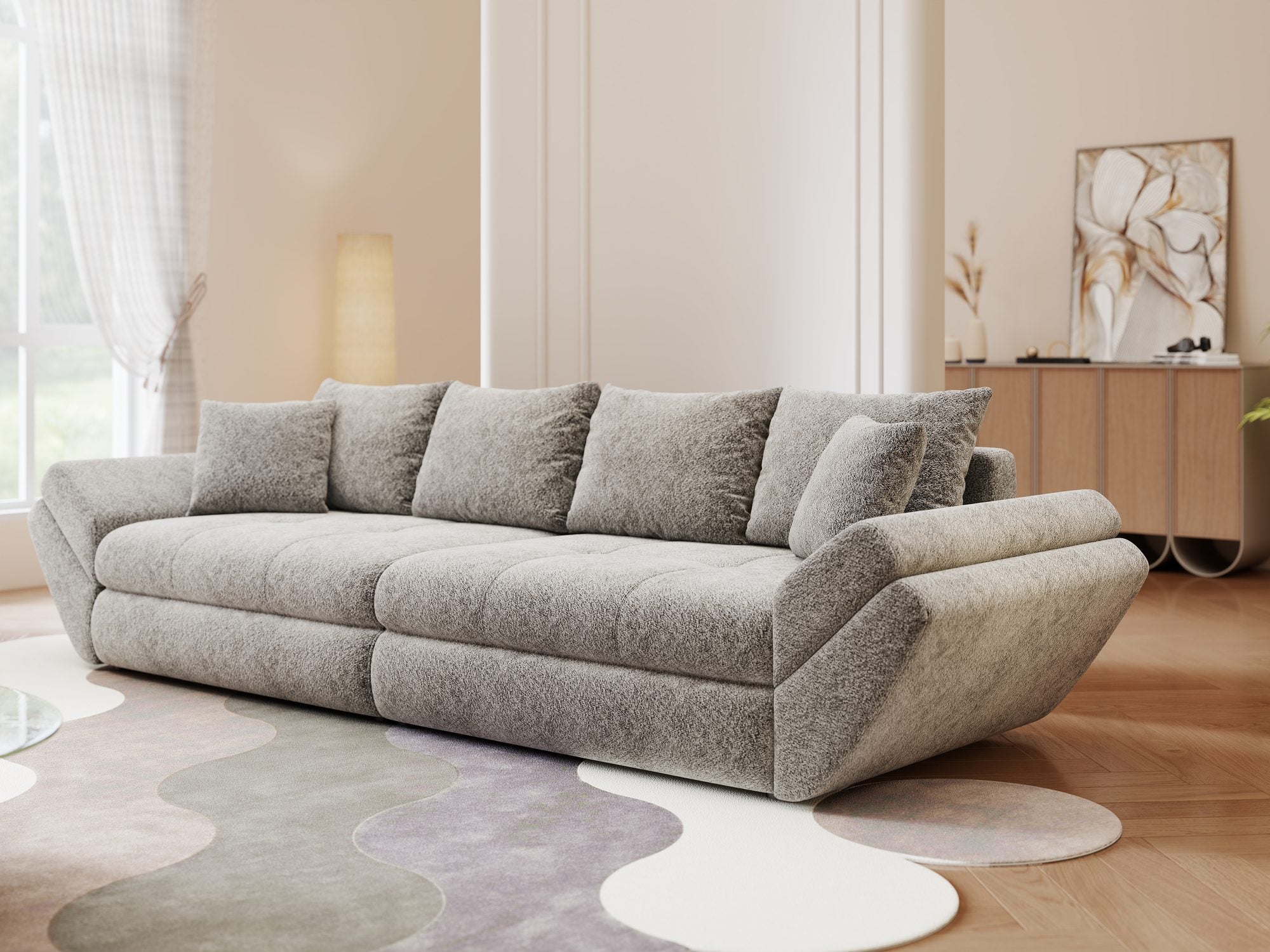 Canapea extensibilă dumonde cu ladă de depozitare Loana Arena Gri grafit 300x100 cm