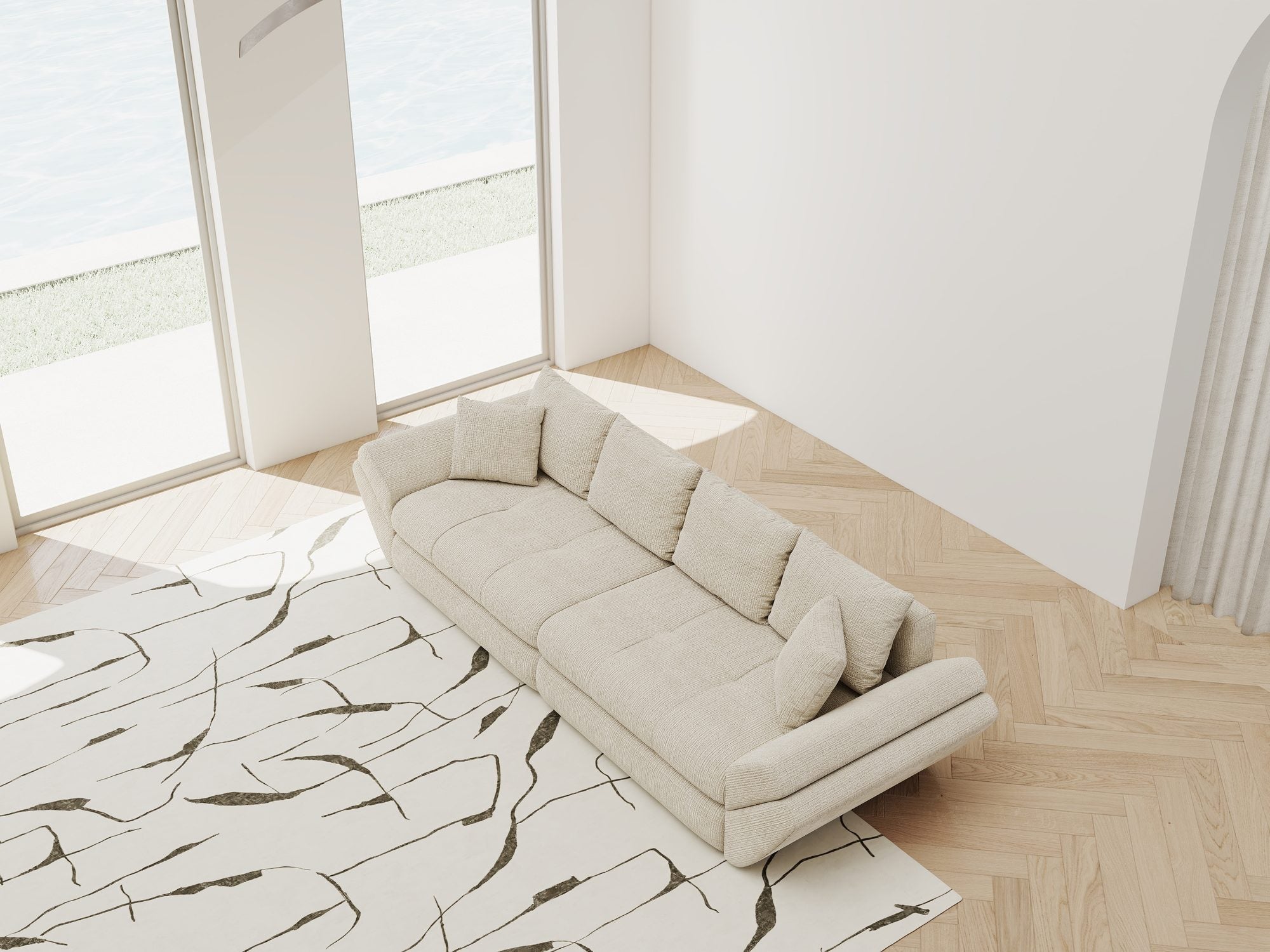 Canapea extensibilă dumonde cu ladă de depozitare Loana Cremona Gri deschis 300x100 cm