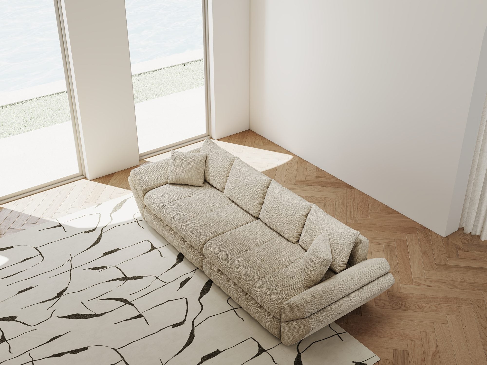 Canapea extensibilă dumonde cu ladă de depozitare Loana Cremona Gri deschis 300x100 cm