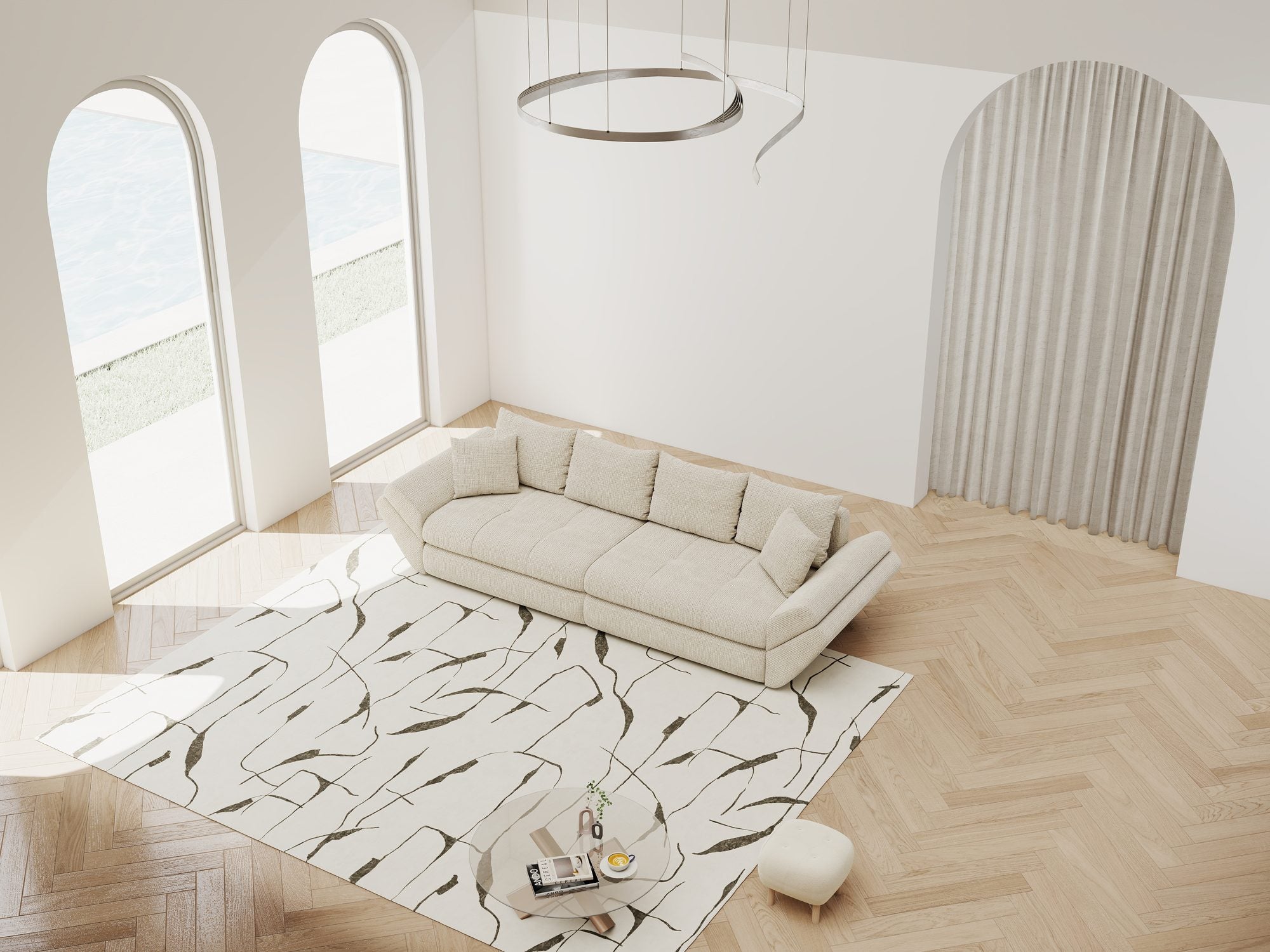 Canapea extensibilă dumonde cu ladă de depozitare Loana Cremona Gri deschis 300x100 cm