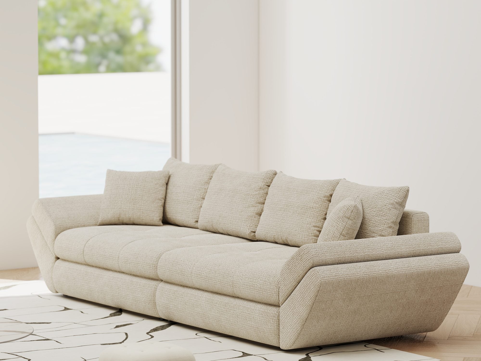 Canapea extensibilă dumonde cu ladă de depozitare Loana Cremona Gri deschis 300x100 cm