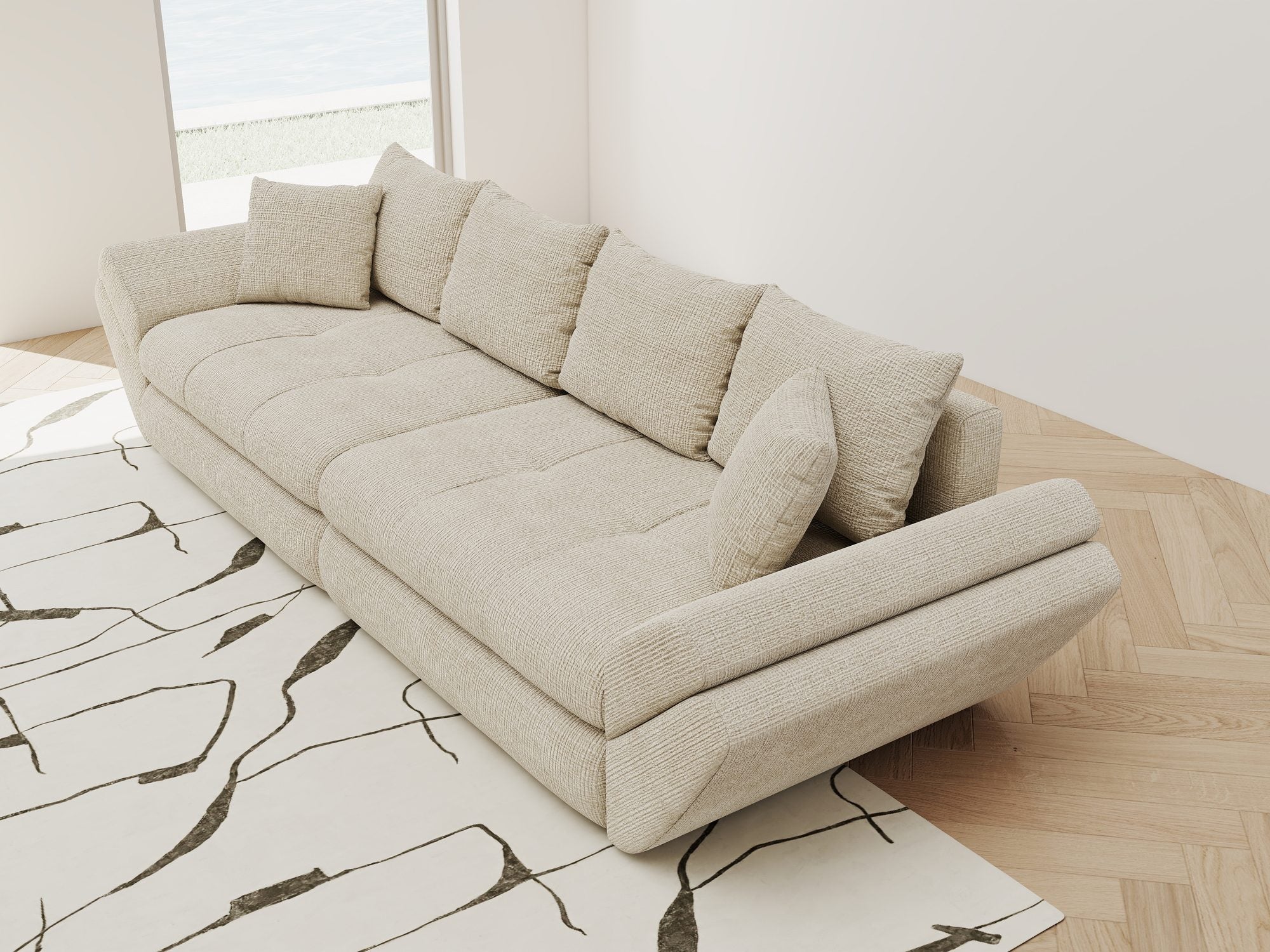 Canapea extensibilă dumonde cu ladă de depozitare Loana Cremona Gri deschis 300x100 cm