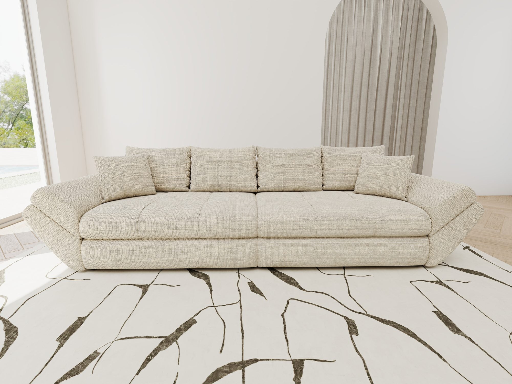 Canapea extensibilă dumonde cu ladă de depozitare Loana Cremona Gri deschis 300x100 cm