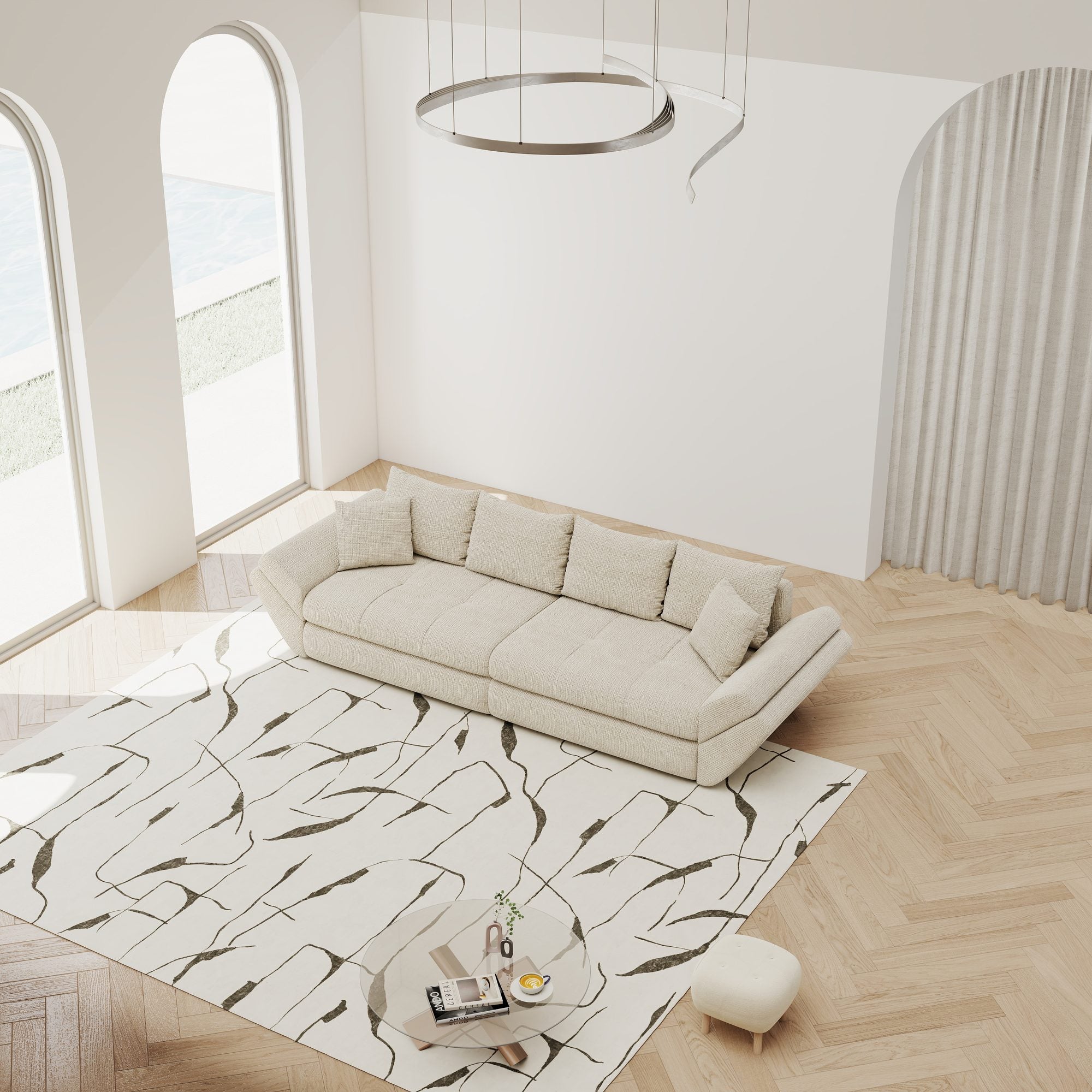 Canapea extensibilă dumonde cu ladă de depozitare Loana Cremona Gri deschis 300x100 cm