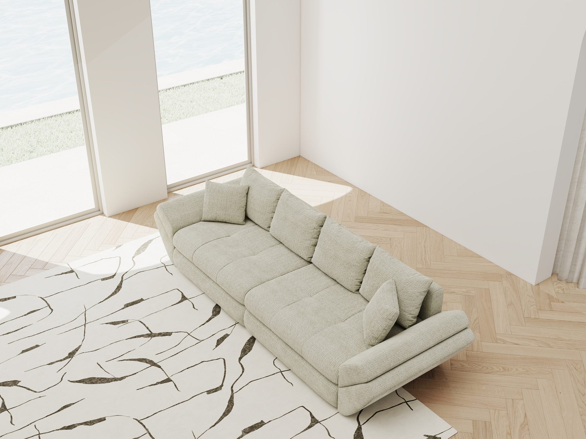 Canapea extensibilă dumonde cu ladă de depozitare Loana Cremona Bej 300x100 cm