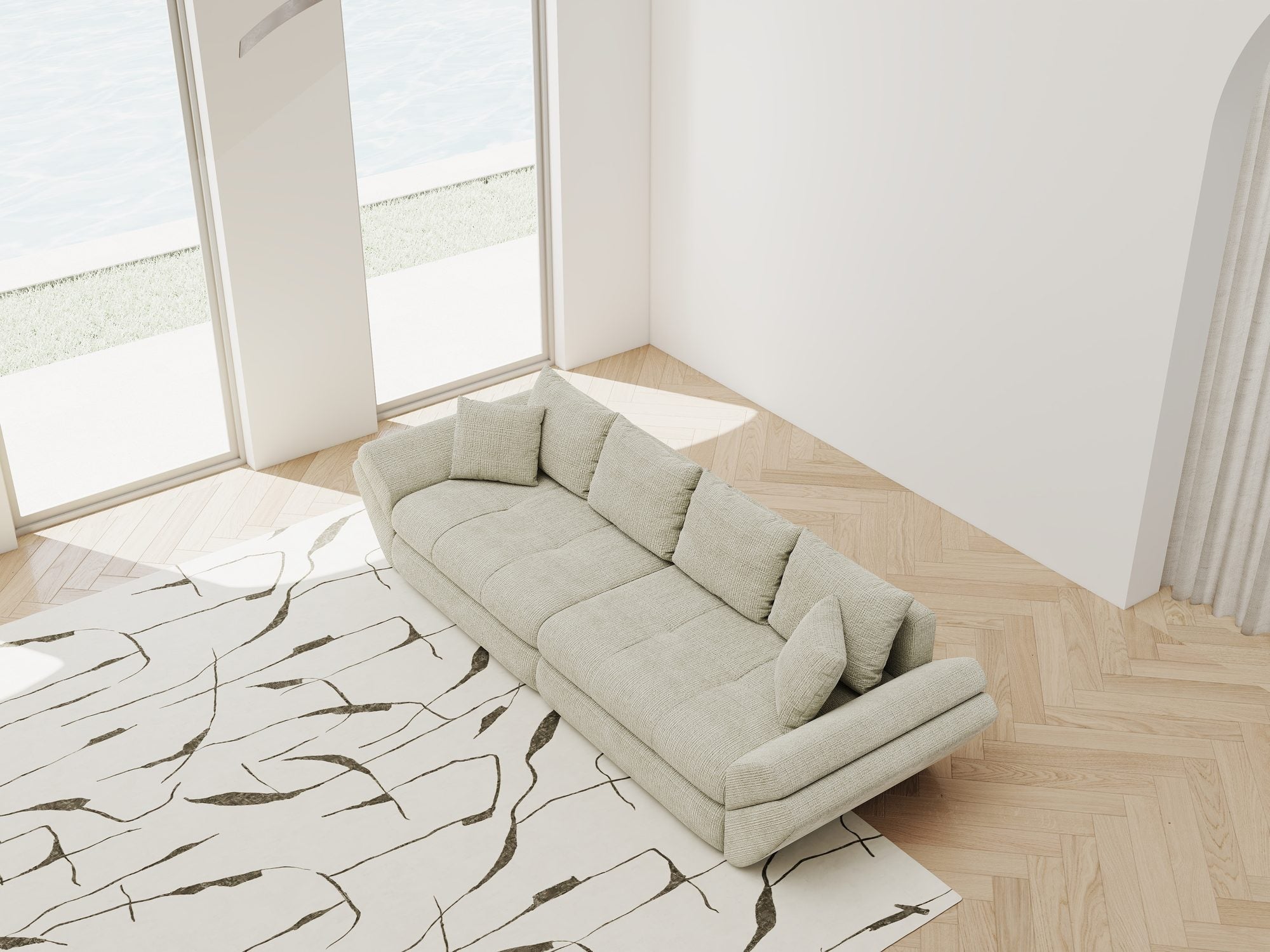 Canapea extensibilă dumonde cu ladă de depozitare Loana Cremona Bej 300x100 cm