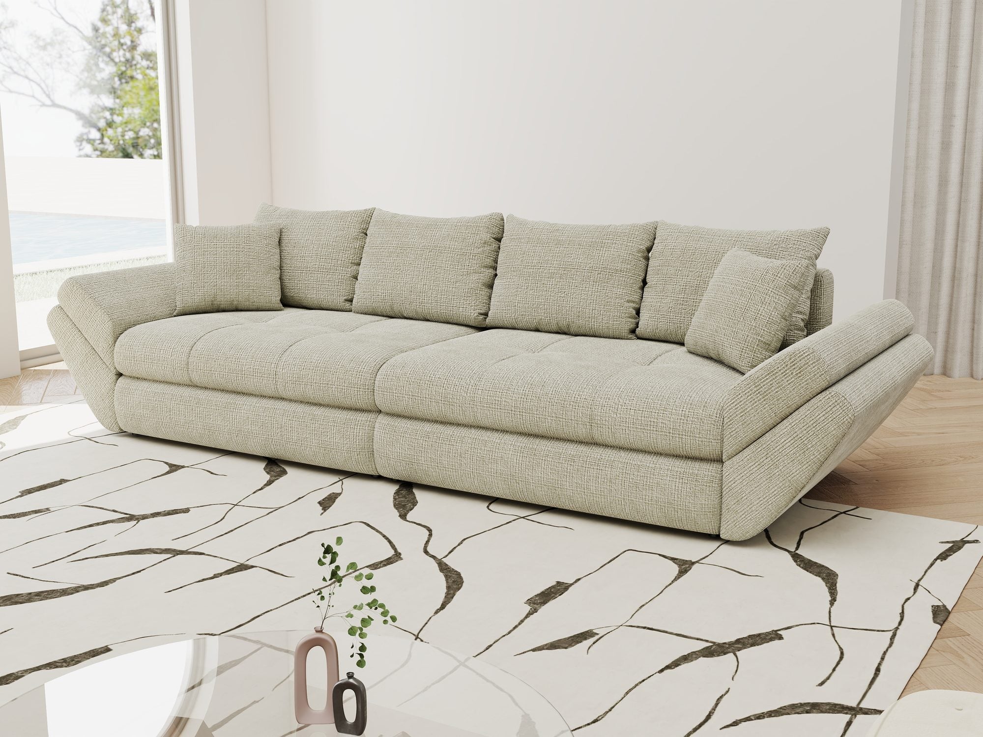 Canapea extensibilă dumonde cu ladă de depozitare Loana Cremona Bej 300x100 cm