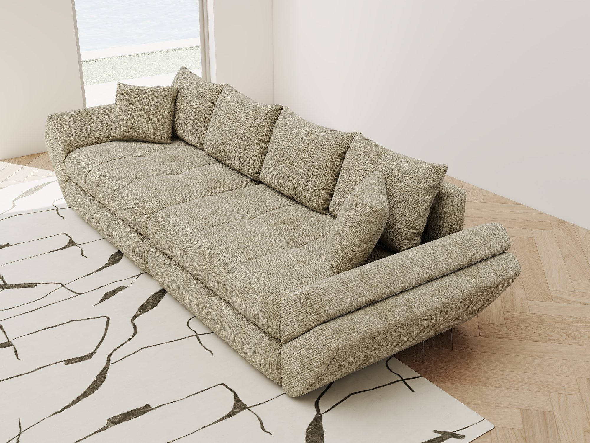 Canapea extensibilă dumonde cu ladă de depozitare Loana Cremona Bej 300x100 cm