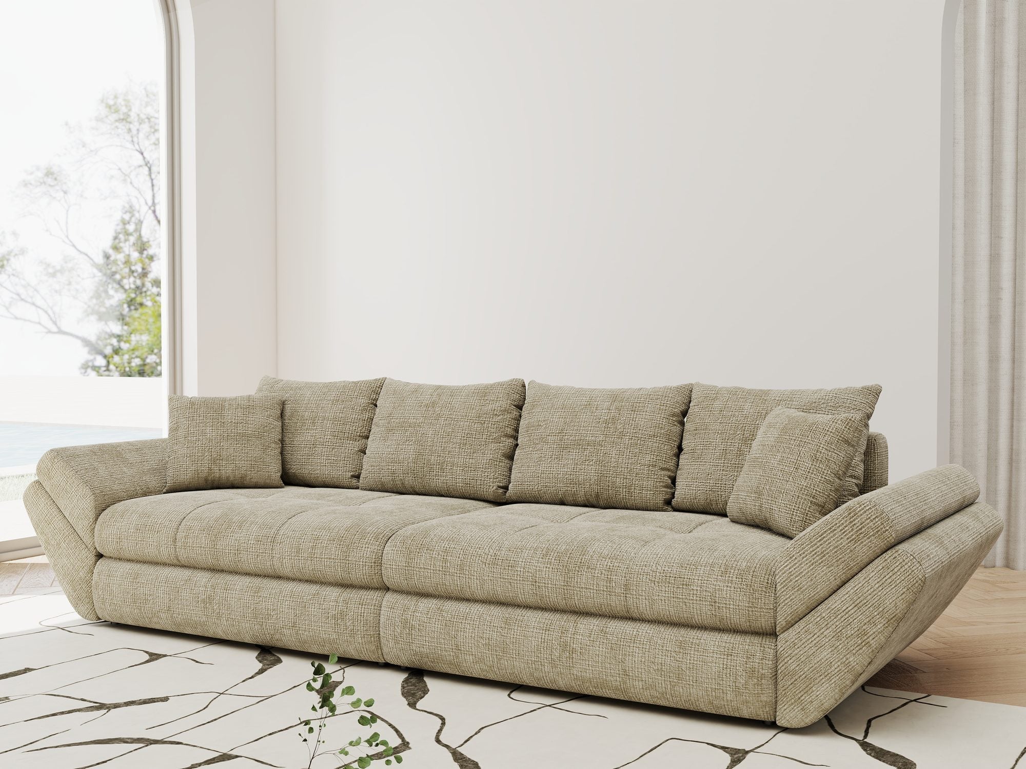 Canapea extensibilă dumonde cu ladă de depozitare Loana Cremona Bej 300x100 cm