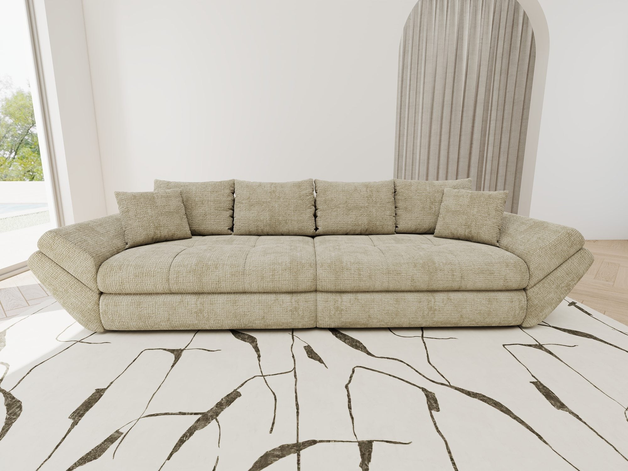 Canapea extensibilă dumonde cu ladă de depozitare Loana Cremona Bej 300x100 cm