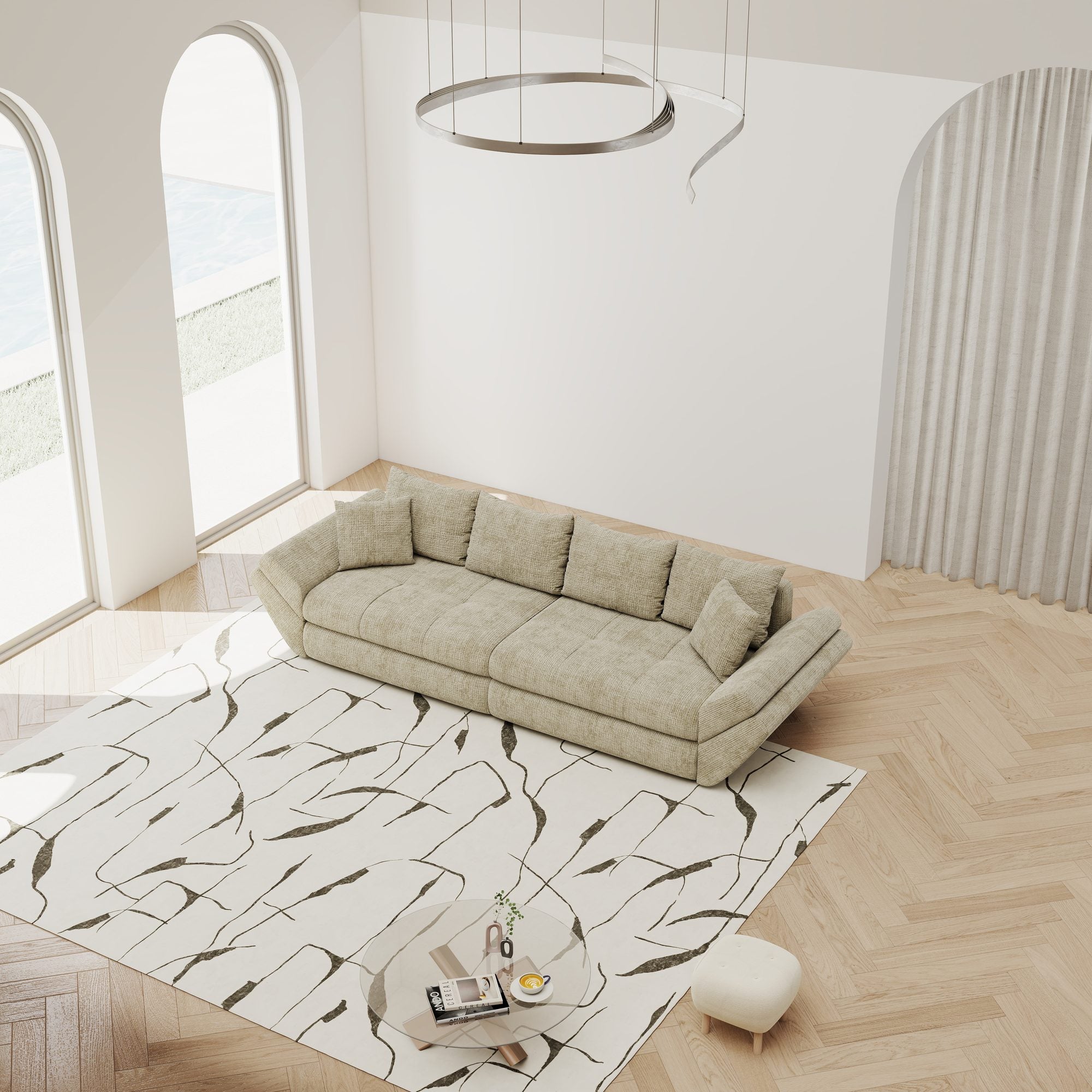 Canapea extensibilă dumonde cu ladă de depozitare Loana Cremona Bej 300x100 cm
