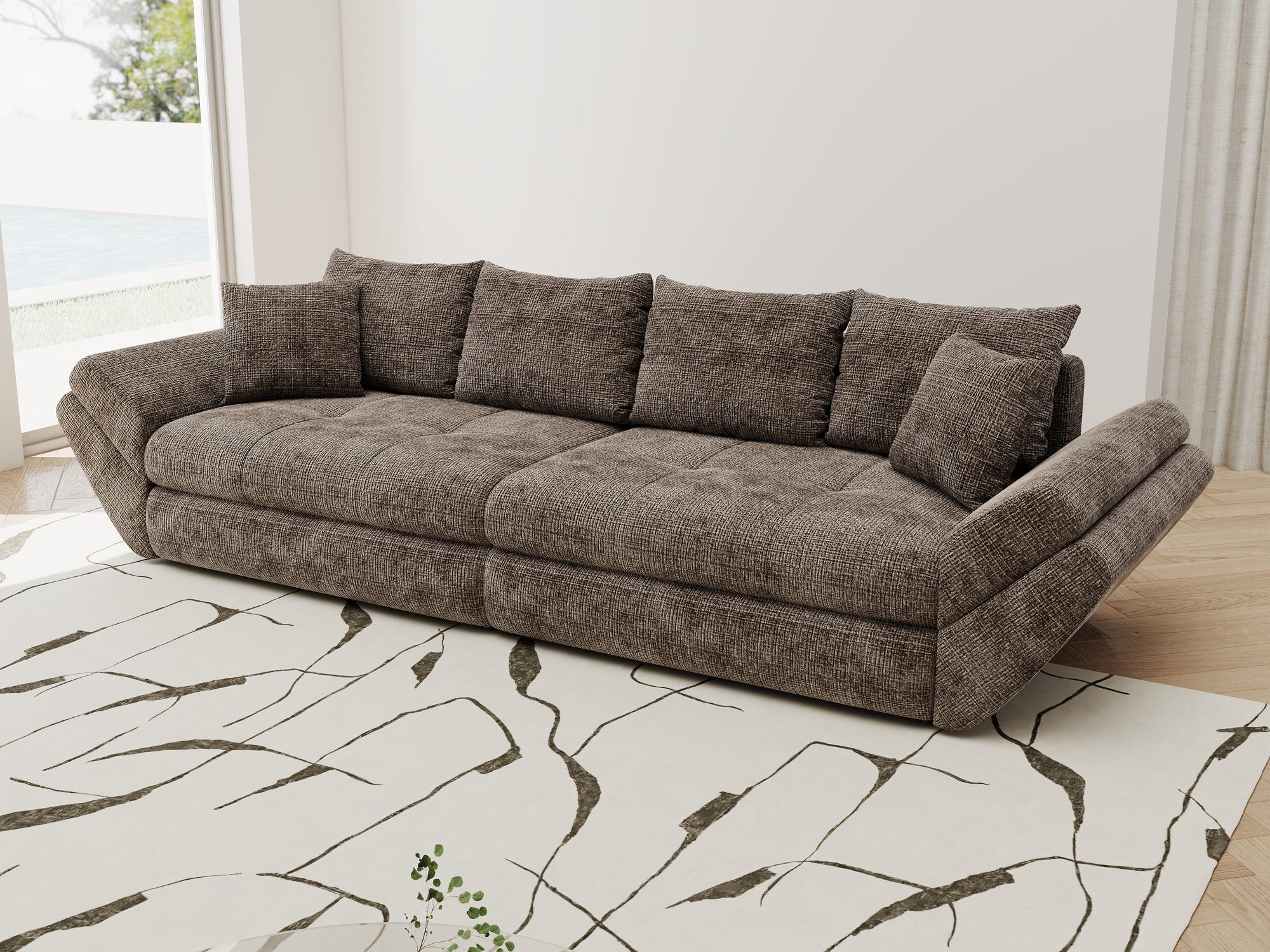 Canapea extensibilă dumonde cu ladă de depozitare Loana Cremona Maro-bej 300x100 cm
