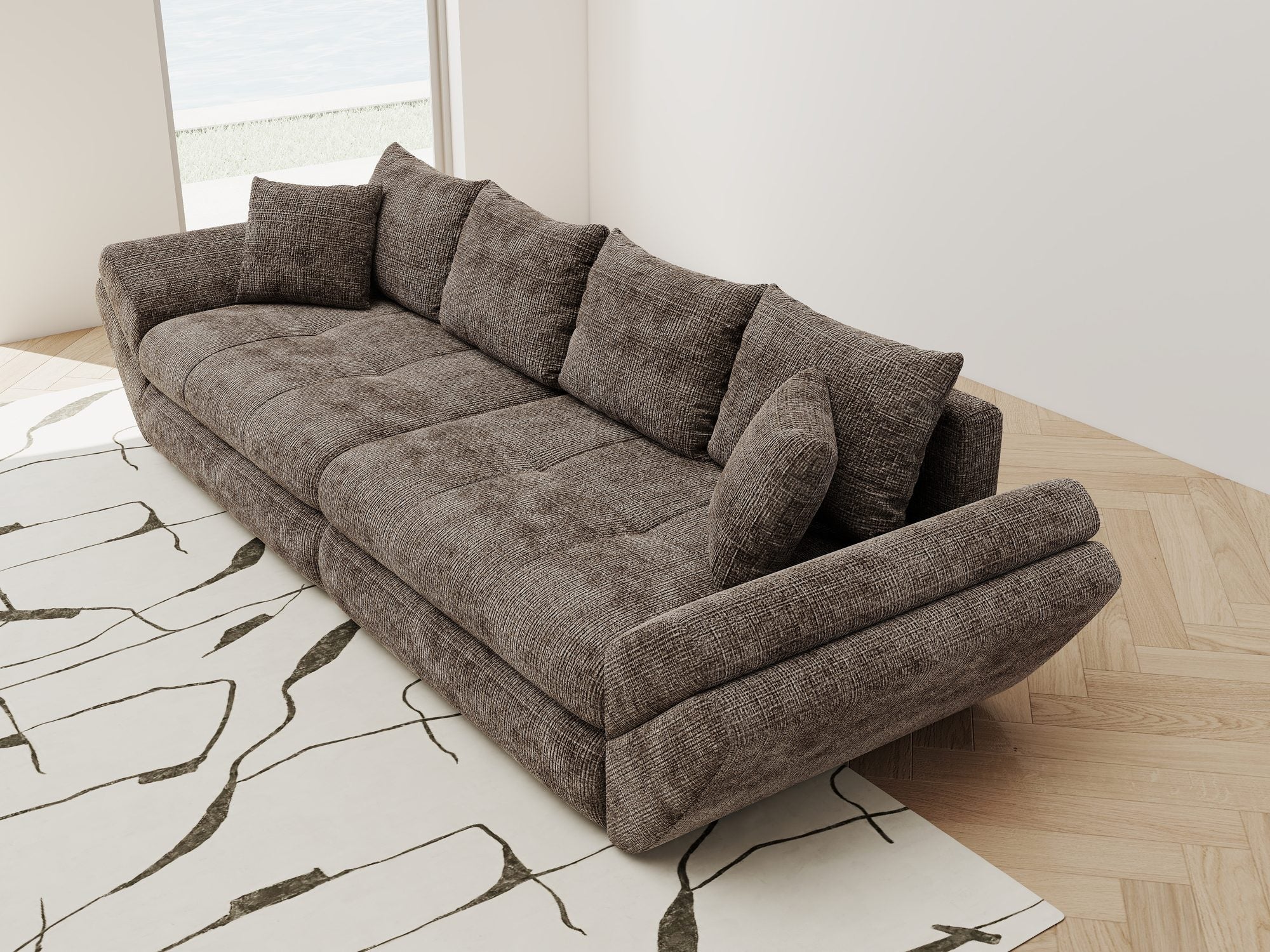 Canapea extensibilă dumonde cu ladă de depozitare Loana Cremona Maro-bej 300x100 cm