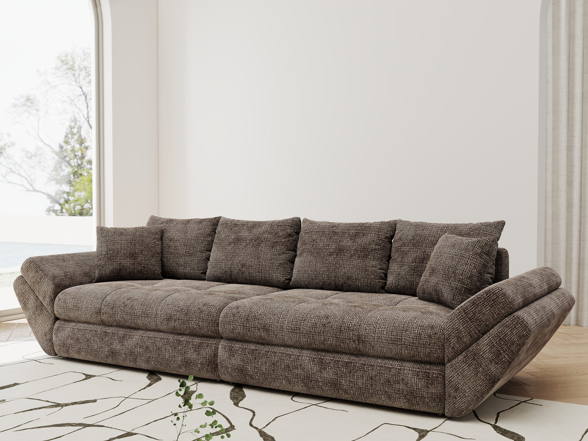 Canapea extensibilă dumonde cu ladă de depozitare Loana Cremona Maro-bej 300x100 cm