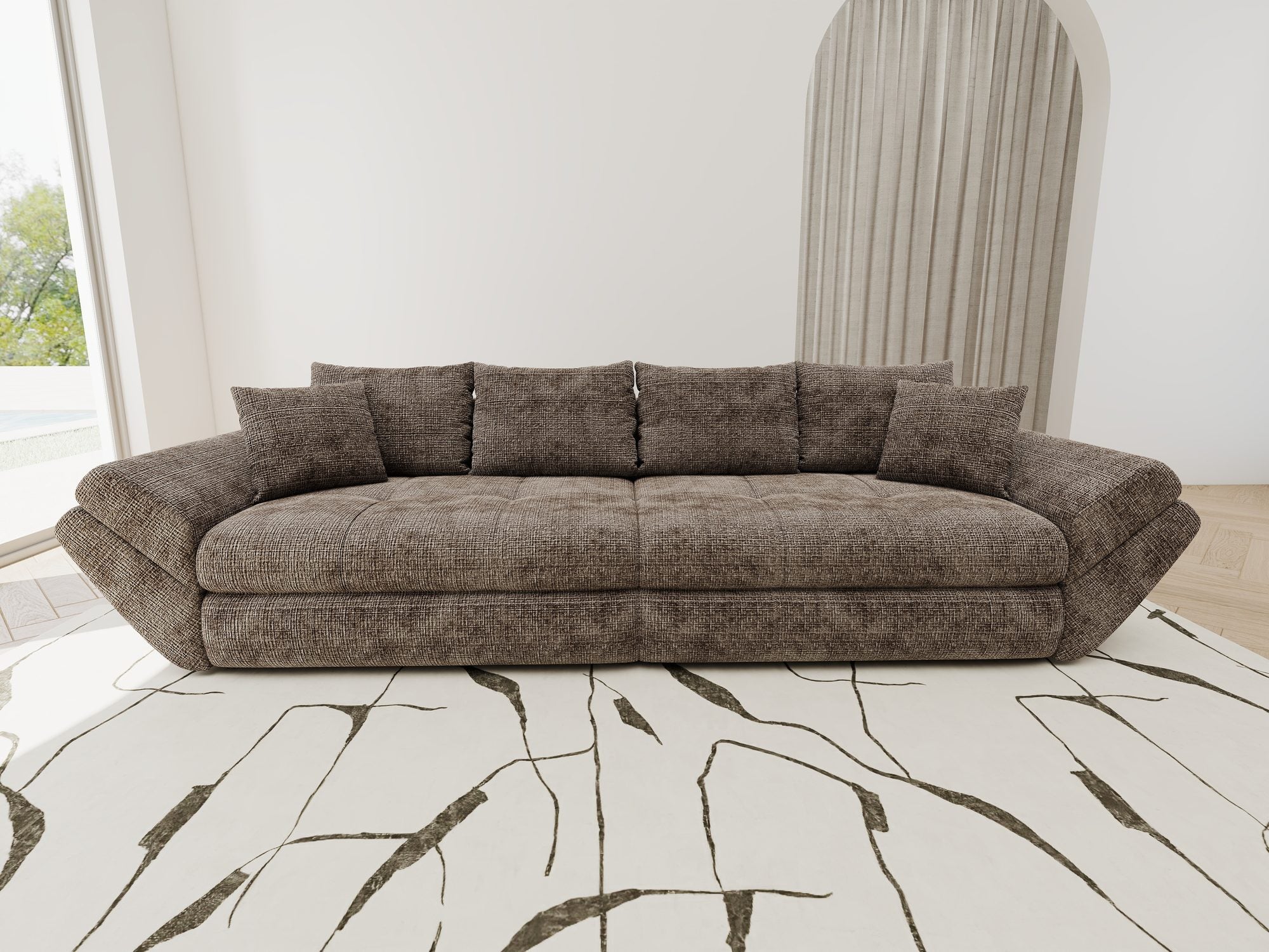 Canapea extensibilă dumonde cu ladă de depozitare Loana Cremona Maro-bej 300x100 cm