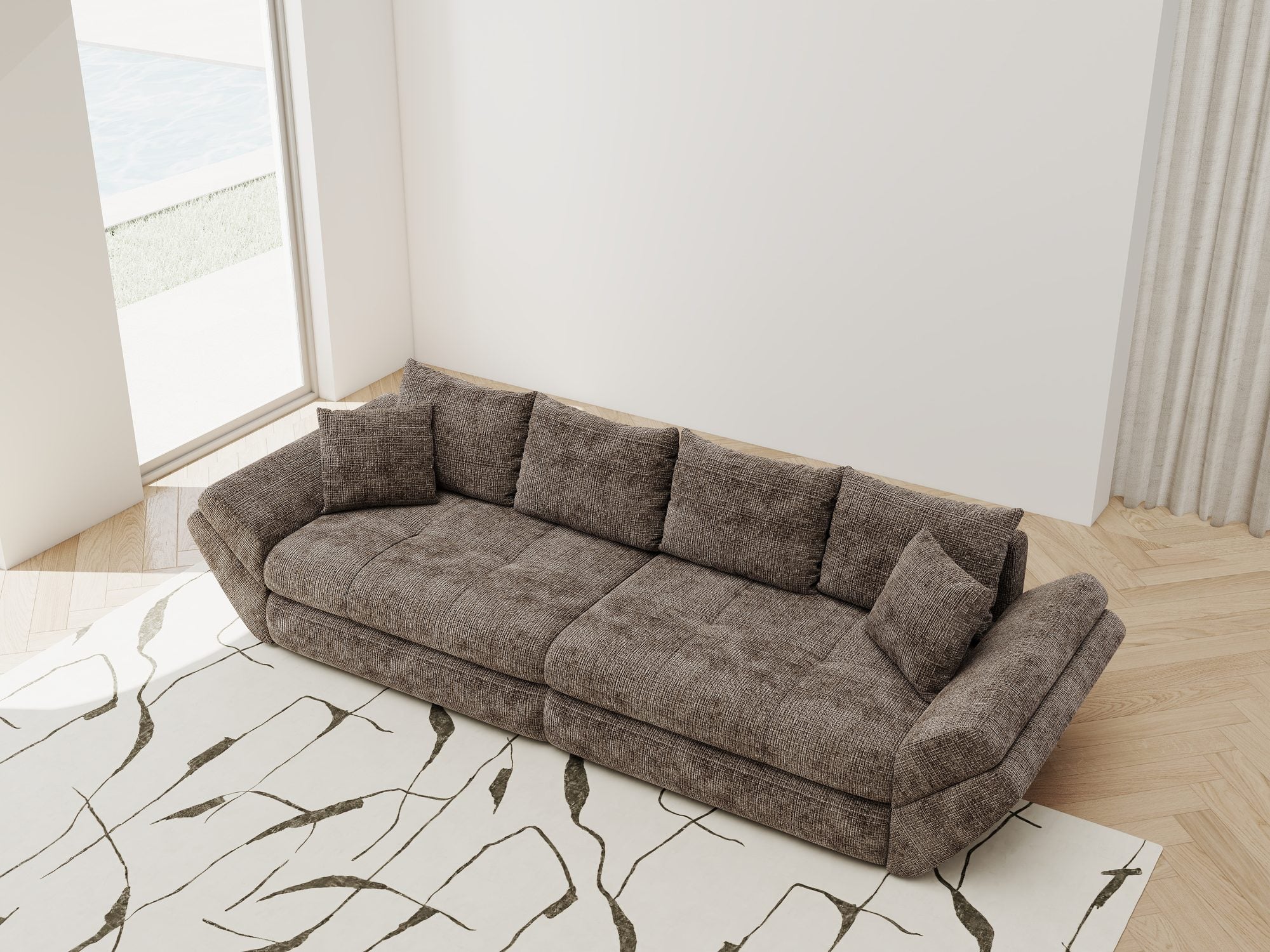 Canapea extensibilă dumonde cu ladă de depozitare Loana Cremona Maro-bej 300x100 cm