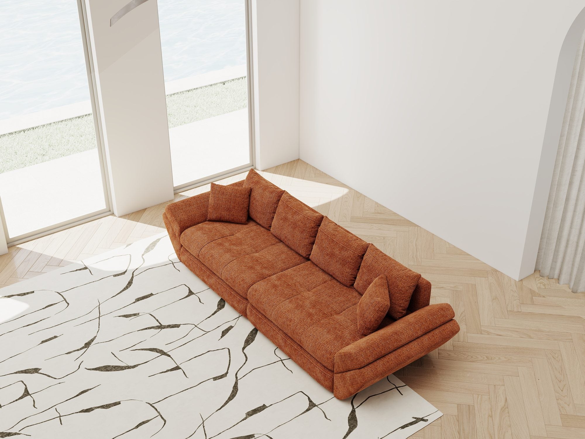 Canapea extensibilă dumonde cu ladă de depozitare Loana Cremona Teracota 300x100 cm