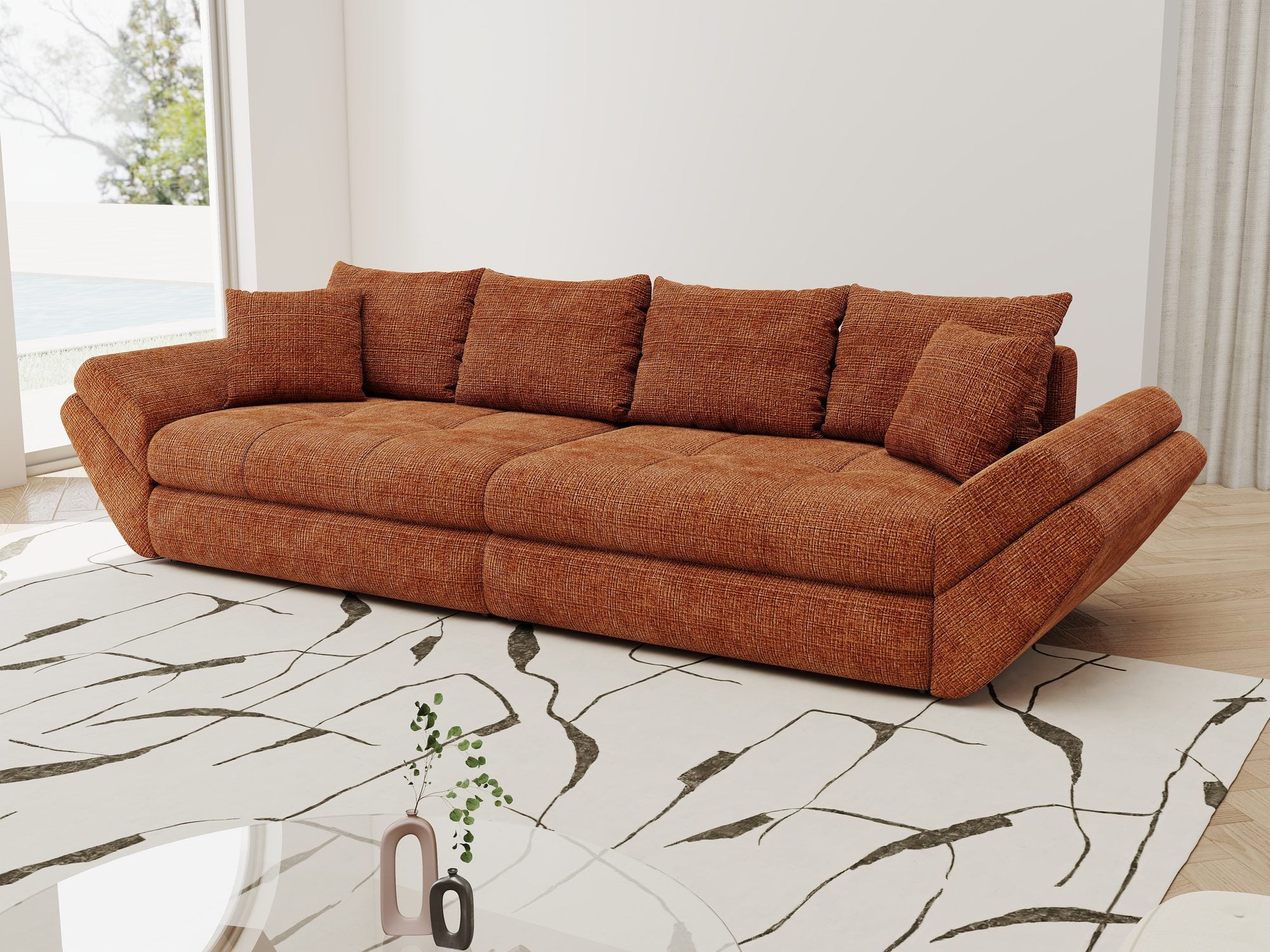 Canapea extensibilă dumonde cu ladă de depozitare Loana Cremona Teracota 300x100 cm