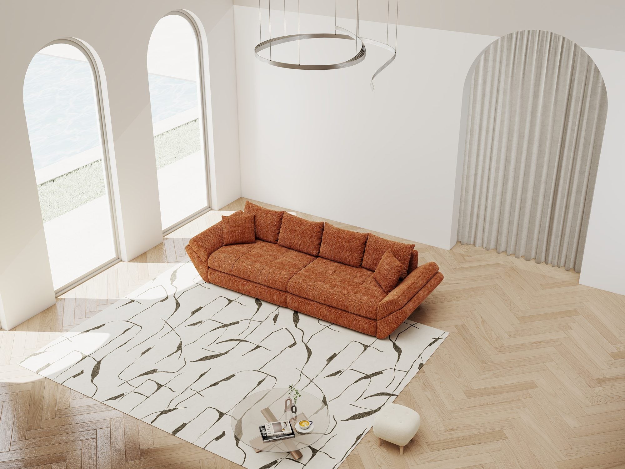 Canapea extensibilă dumonde cu ladă de depozitare Loana Cremona Teracota 300x100 cm