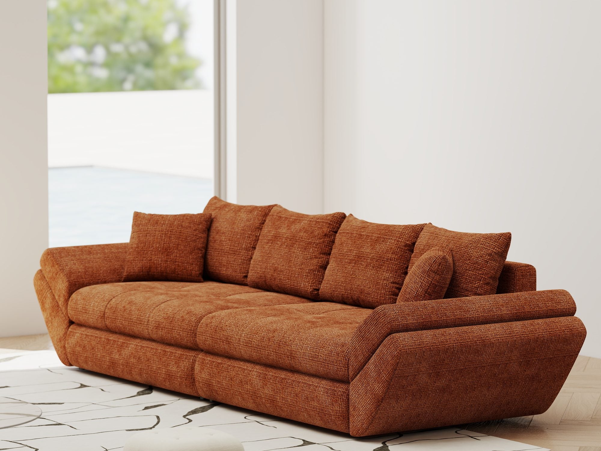 Canapea extensibilă dumonde cu ladă de depozitare Loana Cremona Teracota 300x100 cm