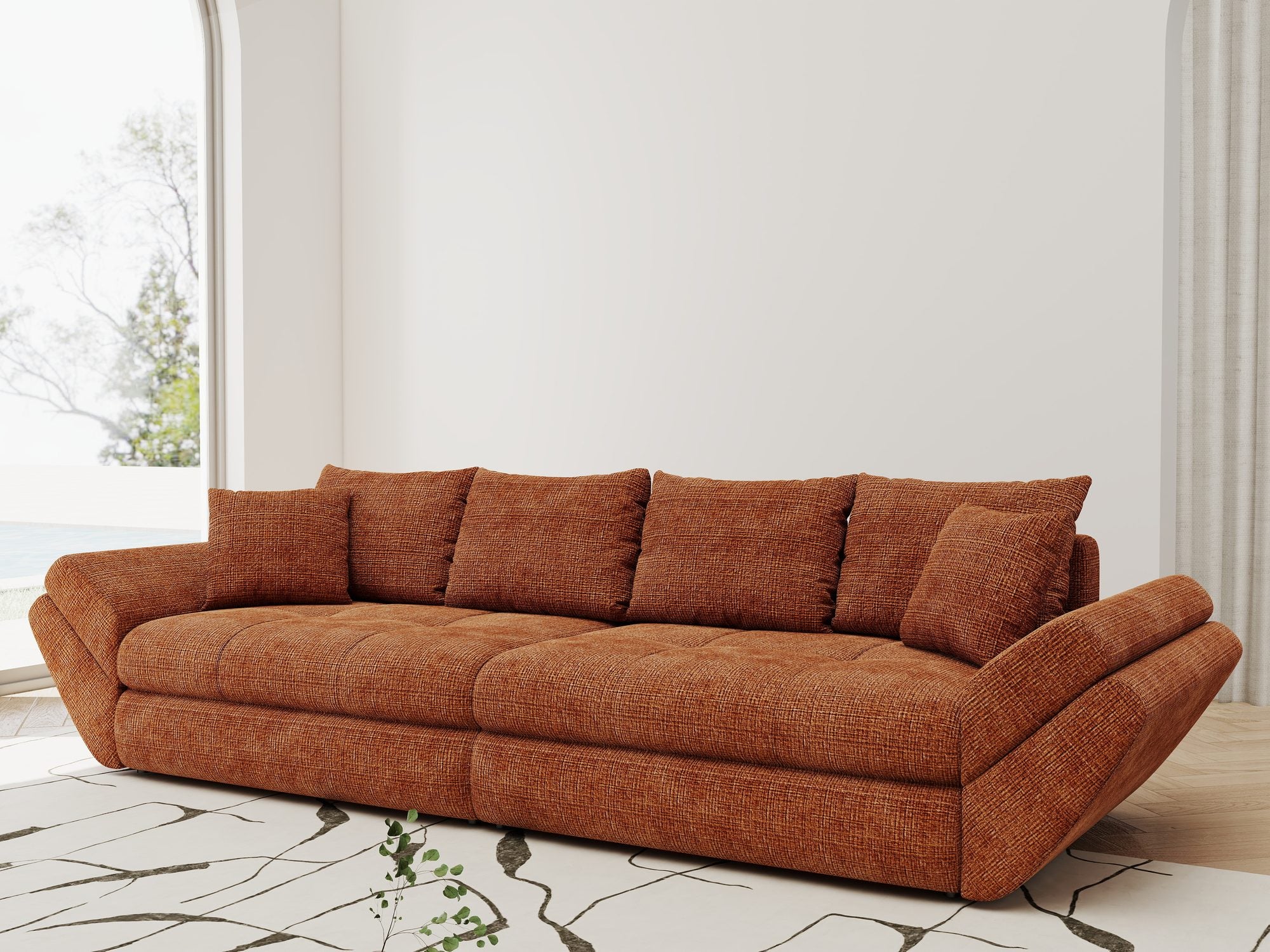 Canapea extensibilă dumonde cu ladă de depozitare Loana Cremona Teracota 300x100 cm